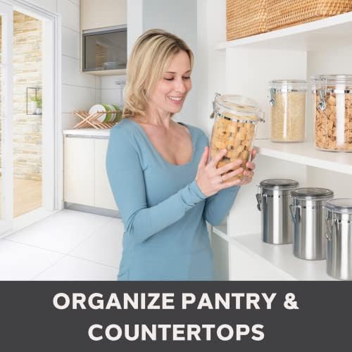 Oggi Clear Plastic Canister with Clamp Lid, 28 oz - Large Airtight Food Storage Container, for Kitchen & Pantry Storage of Bulk, Dry Foods Including Pasta, Flour, Sugar, Coffee, Rice, Tea, Spices - Image 6