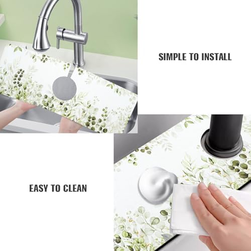 Sink Faucet Absorbing Mat, 2 Pack Drying Mat Around Faucet Sink Splash Guard Behind Faucet Sinkmat For Kitchen Bathroom Island Rv 24 * 5.5 Inch (60 * 14 cm) - Image 4