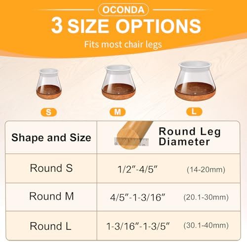 OCONDA 24 PCS Chair Leg Floor Protectors Clear, Extra Small, 1/2''-3/4'' - Image 2