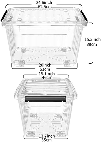 Cetomo 85Qt*6 Plastic Storage Bins, Storage Box, 6 Pack, Organizing Container with Wheels, Durable Lids and Secure Latching Buckles, Stackable and Nestable, Clear with Black Buckle - Image 3