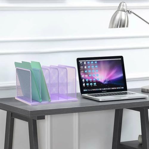 Kuntine.B 5-Section Upright Desk File Organizer Purple 1 Pack - Image 6