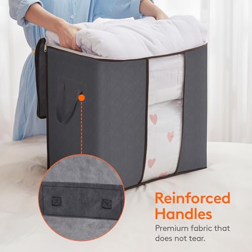 Lifewit 6 Pack 100L Clothes Storage Bins with Lids, Blanket Storage Bags - Image 3