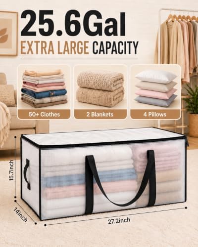 Moving Bags, 97L Heavy Duty Storage Bags Strong Handles & Zipper, 6-Pack - Image 5