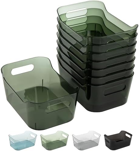 Tiawudi 8 Pack Plastic Storage Bins, Clear Pantry Organizers and Storage Containers, Multi-Use Organizer Bins for Kitchen, Bathroom, Office, Shelf, Fridge, Home Edit and Cabinet Organizers by Tiawudi