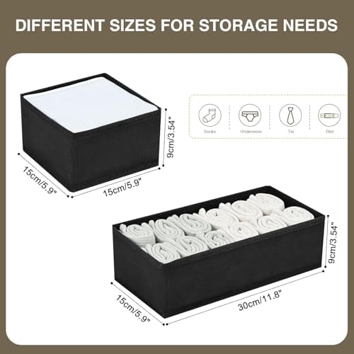 DIMJ Drawer Organizers, Set of 12 Clothes Drawer Organizer, Foldable Closet Drawer Organizer, Dresser Drawer Organizers Dividers for Baby Clothes, Socks, Belt, Tie (Black) - Image 2