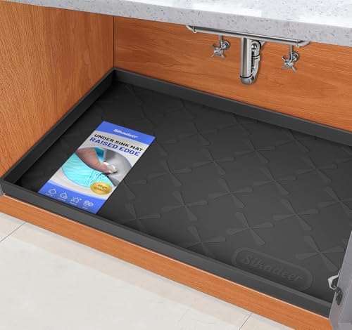 SIKADEER Waterproof Under Sink Mat Silicone 25"x19", Kitchen Cabinet Liner by SIKADEER