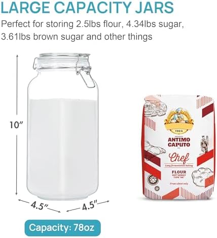 Vtopmart 78oz Glass Food Storage Jars with Airtight Clamp Lids, 3 Pack - Image 2