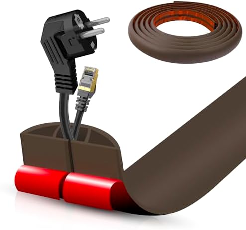 Floor Cord Cover Cable Cavity Self Adhesive Cord Hider Floor 10FT Floor Cable Management Power Cord Protector Floor Electric Cord Covers for Offices, Gym, Exhibitions (CoffeeBrown, 1.97" x 10') by DBHXXMB-HH