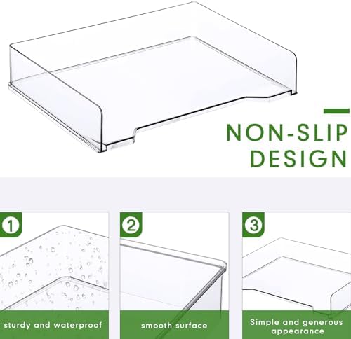 DoubleFill 4 Pcs Stackable Letter Tray Plastic Paper Tray, Clear - Image 3