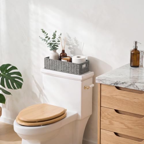 StorageWorks Toilet Tank Basket for Bathroom, Wicker Storage Baskets, Gray - Image 6