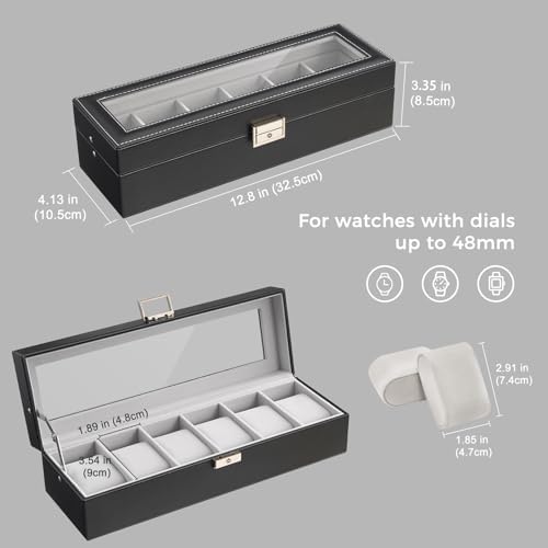 ProCase 6 Slots Watch Case Box for Men -Black - Image 5