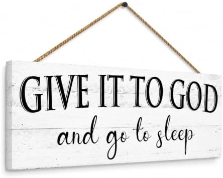 Give It to God and Go to Sleep Sign Wall Decor for Bedroom 6"x14.5" - Image 4