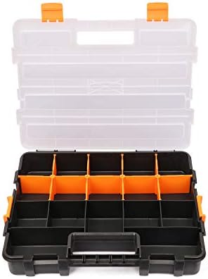 CASOMAN Tool Box Organizer Interlocking Black Small Parts Organizer for Fasteners and Crafts w/Removable Dividers (2 Piece Pack) - Image 3