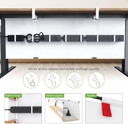 KEEGH Extra Large No Drill Under Desk Cable Management Tray 48 in, White - Image 3