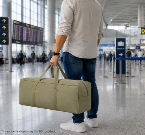 Extra Large Canvas Duffle Bag for Travel, Heavy Duty Duffel for Tent Storage & Military Gear ArmyGreen 125L - Image 3