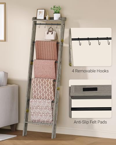 Hzuaneri Blanket Ladder Shelf, Farmhouse Ladder Holder, Blanket Organizer - Image 5