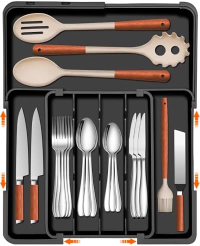 Spaclear Expandable Silverware Drawer Organizer, Utensil Tray for Kitchen by Spaclear