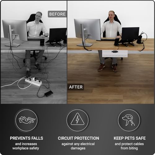 Under Desk Cable Management Tray no Drill – Wire Management - Cord Organizer – Huge Load Capacity – Under Desk Cable Tray no Drill (White, 1 Piece Set) - Image 5