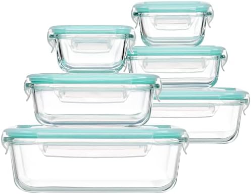 Vtopmart 6 Pack Glass Food Storage Containers with Lids Green by Vtopmart