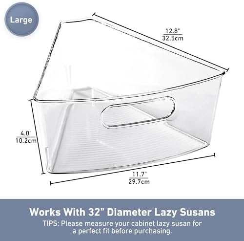 Leeden Lazy Susan Cabinet Organizer, 1/8 Wedge Bins for 32in, 8 Pack - Image 3