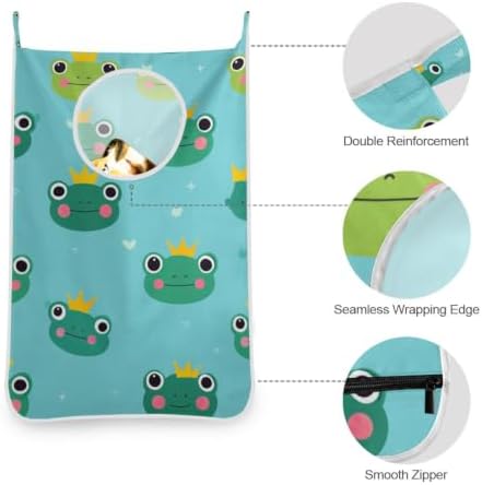 Hanging Laundry Hamper Bag Over the Door Laundry Hamper Wall Hamper Large Dirty Clothes Hamper with Stainless Steel Hooks 29.5X20inch 2PCs Green Frog - Image 5