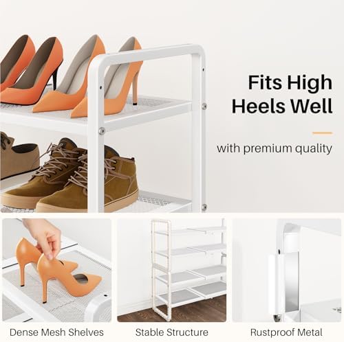 Expandable Metal Shoe Rack for Closet, Entryway & Garage, 4-Tier, White - Image 5