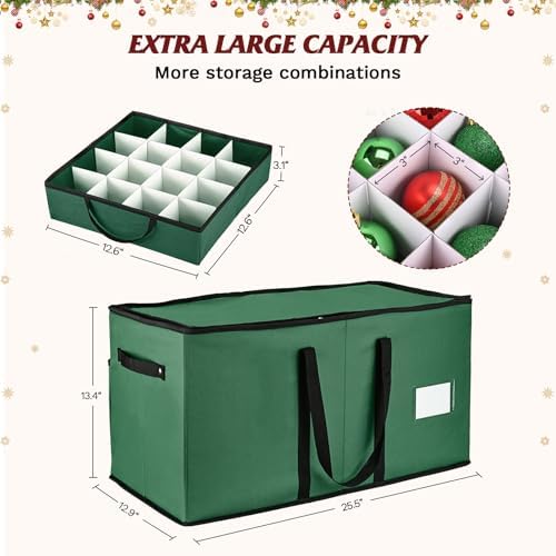 Christmas Ornament Storage Box, Ornament Storage Organizer Fits 128 of 3 inch Ornament Balls, 8 Removable Tray Ornaments Storage Containers with Dividers to Store Xmas Holiday Decor(Green) - Image 5
