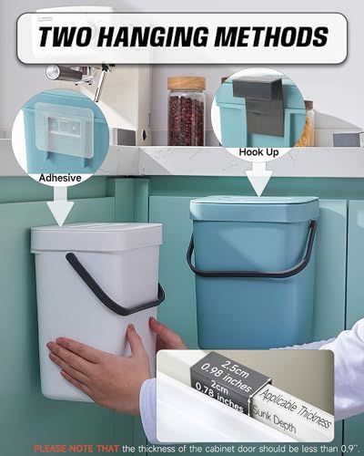 1.3 Gal Hanging Small Trash Can with Lid, Garbage Can 5L/Blue - Image 4