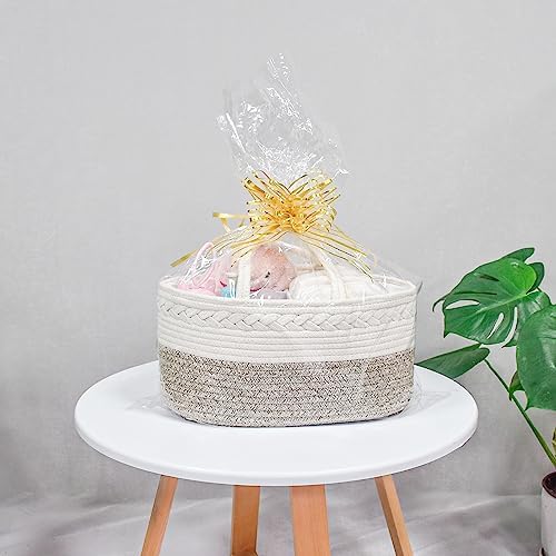 ABenkle Diaper Caddy Organizer, Boho Rustic Cotton Rope Nursery Baby Basket, Changing Table Organizer for Baby Diaper Storage and Baby Shower - Image 5