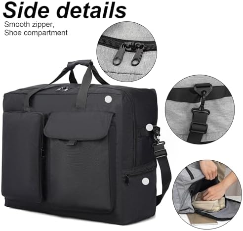 80L Foldable Travel Duffel Bag with Shoe Compartment & Trolley Sleeve, Lightweight Luggage Organizer for Travel,Camping, Moving, Gym - Image 3
