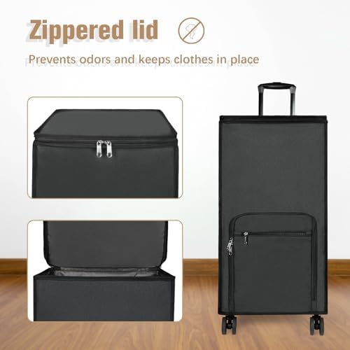 Bukere Extra Large Rolling Laundry Basket with Removable Wheels & Zipper Lid, Freestanding Laundry Hamper, Collapsible bag for Clothes Storage, Wheeled Cart for College Dorm Apartment Laundry Room - Image 3