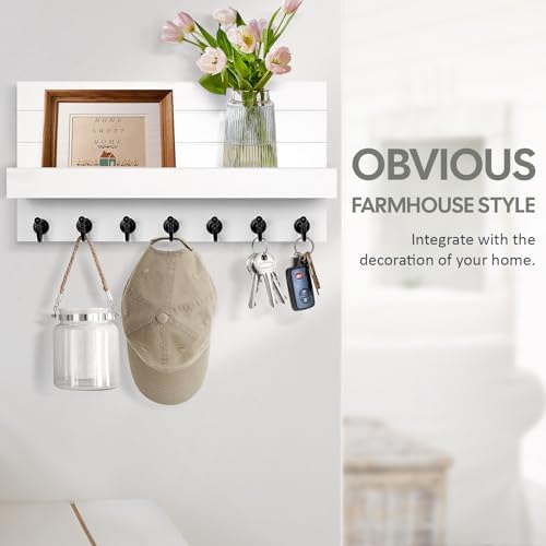 HONJIN Key Holder for Wall: Upgraded 7 Sturdy Key Hooks Easy Installation Mail Organizer Wall Mount Hanging Key Rack for Kitchen and Entryway Decor - Image 4