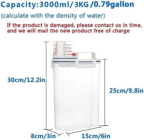 5.5 Lbs Plastic Transparent Tank, Rice Storage Barrel, Household Food Container Grain Storage Box for Oatmeal, Grain, Cereal, Pasta, Flour (6 Packs) - Image 3