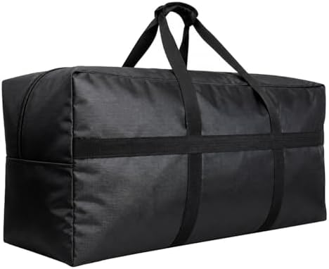 Extra Large Duffle Bag for Travel, Big XL Oversized Foldable Storage Bags with Reinforced Handles & Lockable Zipper - Black, 80L by HaoHakka