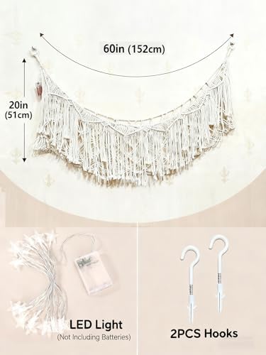 Stuffed Animal Hammock or Net With LED Lights Extra Large Wall Hanging Stuffed Animal Storage Nets for Teddy Bear Handmade Macrame Hanging Toy Net Hammock for Stuffed Animal Storage (Beige) - Image 3