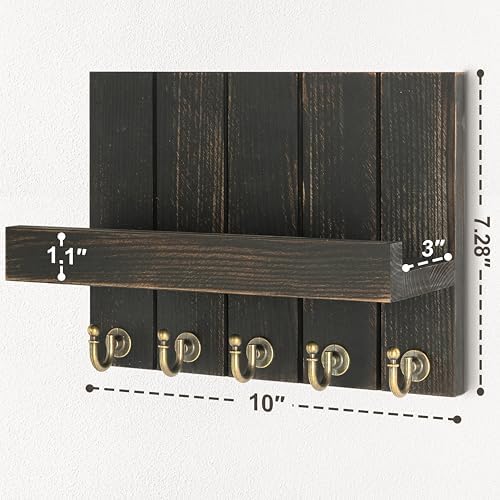 Rebee Vision Key Holder Wall Mount with Shelf for Office, Distressed Black - Image 2