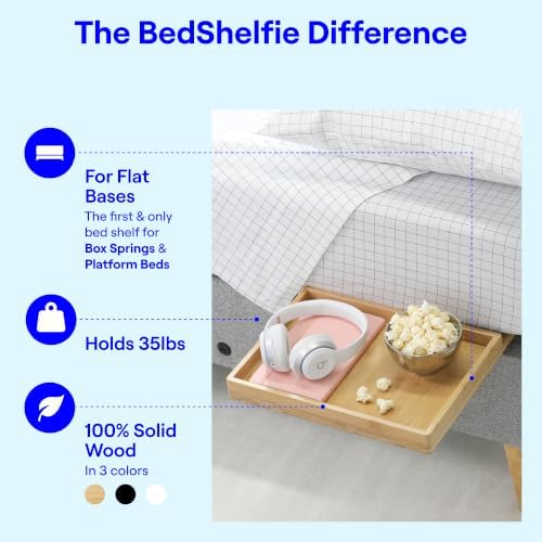 BedShelfie Bedside Shelf for Dorm Room - Natural Wood Slide - Image 4