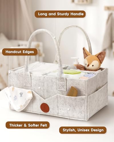 Maliton Felt Diaper Caddy Organizer for Changing Table - X-Large, White - Image 3