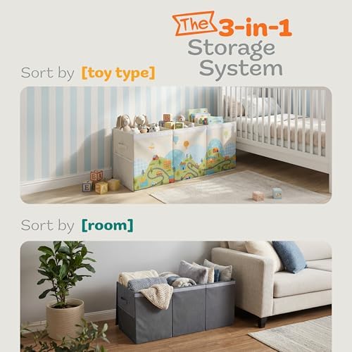 SoftOwl Extra Large Toy Storage Organizer with Lid - Sturdy, Collapsible Toy Chest Storage Box Design - Toys Bin with Dividers for Kids, Nursery, Bedroom, Playroom 37"x16"x14" - Image 6