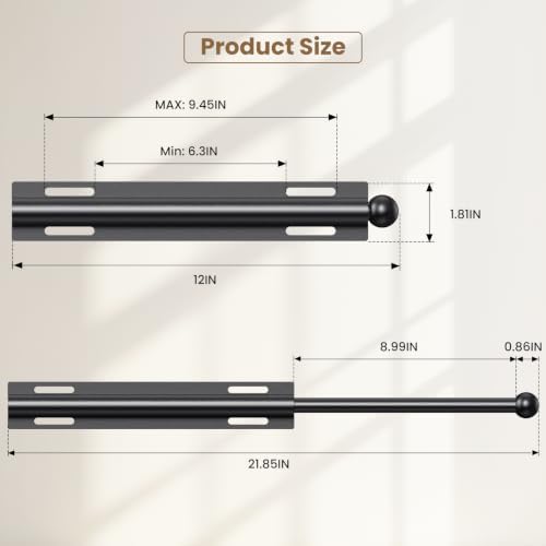 Supforce 12" Valet Rod for Closet Pull Out for Wardrobes RV, Matte Black - Image 5