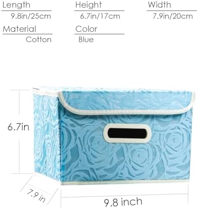 PRANDOM Collapsible Storage Boxes with Lids Fabric Decorative Storage Bins Cubes Organizer Containers Baskets with Cover Handles Divider for Bedroom Closet Living Room 9.8x7.9x6.7 Inch 3 Pack - Image 4