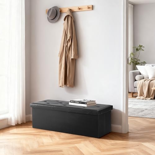 DUMOS 43 Inch Folding Storage Ottoman Bench, Large Ottoman with Storage - Image 4