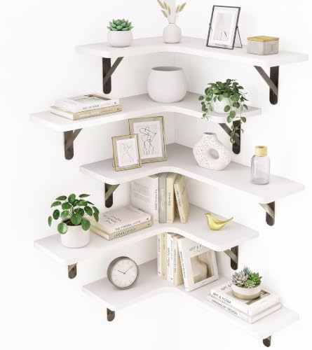 Fixwal Conner Shelves Wall Mounted for Decor, White Set of 5 by Fixwal