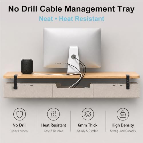 No-Drill Under Standing Desk Cable Management,31.5" L,Beige - Image 2