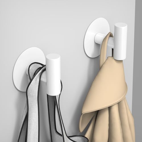 Heavy Duty Towel Hooks, Stainless Steel White Adhesive Hooks for Coat, Bags, Towels, Robes, Hats, Aprons – No Drill Bathroom, Kitchen, Hotel Wall Hooks (4 Pack) - Image 6