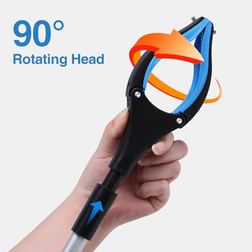 2-Pack Grabber Reacher Tool, 32 Inch Extra Long Steel Foldable Pick Up Stick with Strong Grip Magnetic, 90° Rotating Anti-Slip Jaw, Trash Claw Grabber Tool, Hand Grabber for Reaching, Arm Extension - Image 3