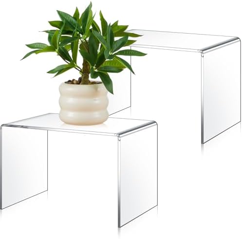 RattanView 2 Pcs 10 x 7 x 7 Inch Large Clear Acrylic Shelf Riser, 5mm Thick by RattanView