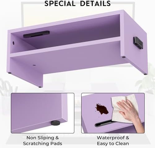 BONTEC Wooden Monitor Stand Riser for Desk, 2-Tier Computer Monitor Stand - Image 5