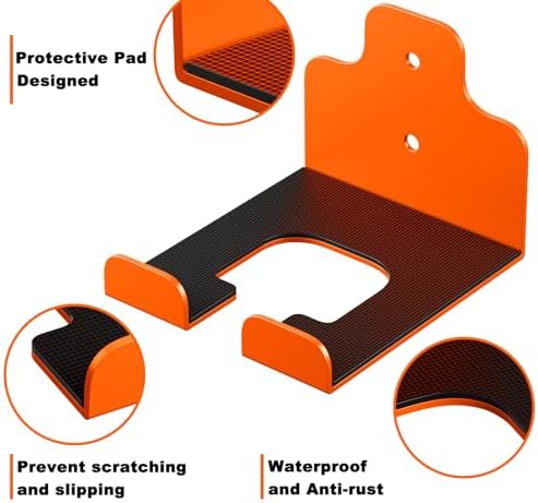 JNIHEEP Garage Organizer Trimmer Rack, Garden Power Tool Hanger Weed Whackers Holder Wall Mounted for Grass Trimmer, Hedge Trimmer, Garage Trimmer, Garden Tools,1 Pack(Orange) - Image 5