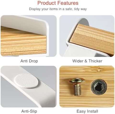 Goozii 4 Pack Stackable Cabinet Shelves Organizer, Shelf Rack with Anti-Fall Lips for Kitchen Pantry Coffee Bar Countertop Storage (Bamboo White) - Image 6